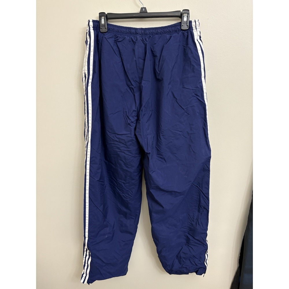 VTG Y2K Adidas Lined Baggy Blue 3 Stripe Track Pants Drawstrings Size XL - Picture 3 of 9